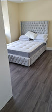 Load image into Gallery viewer, High Winged Headboard with Padded Side rails