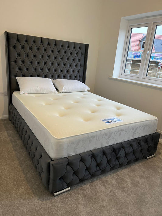 High Winged Headboard with Padded Side rails